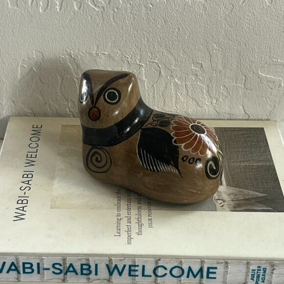 Cat Mexican Tonala Pottery Hand Painted 4" Tall Brown - Picture 11 of 14